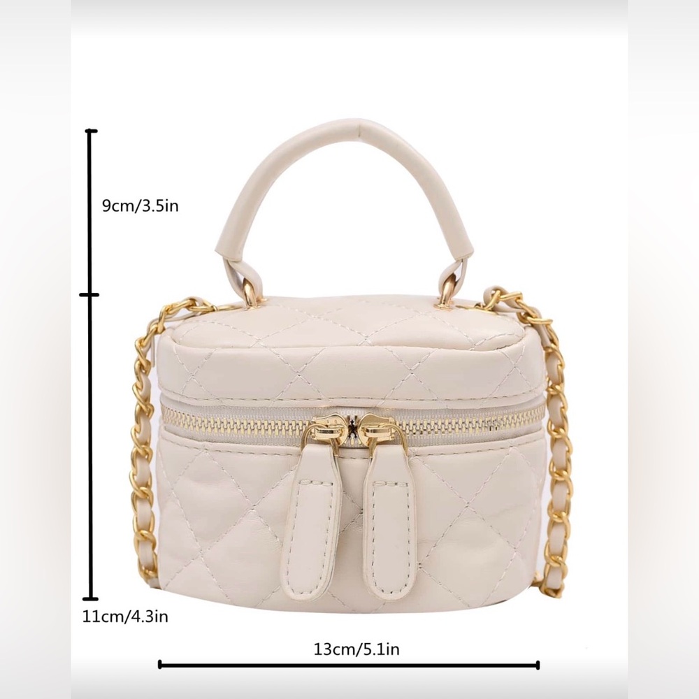 White/Cream Quilted Mini Handbag - Picture 4 of 5